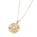 Gold Tone Round Crystal Ray Blue Evil Eye Pendant Necklace view 5