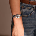 Five Petal Flower Open Cuff Bangle Gold Steel Pair view 4