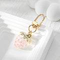 Gold Tone Transparent Strawberry Clip Keychains in Seven Colors view 2