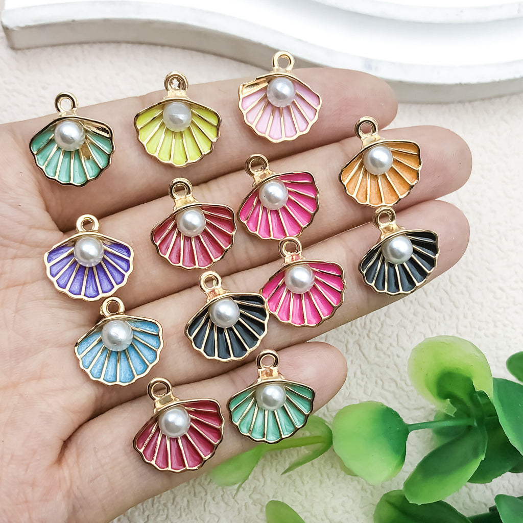 Acrylic Shell Pearl Ocean Charm Pendant for DIY Earrings Necklace Keychain Jewelry