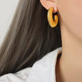 Chunky C Hoop Stud Earrings Gold Steel Small Large Sizes view 6