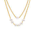 Stainless Steel Imitation Pearl Chain Necklaces Gold Steel view 5