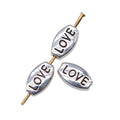LOVE Lettered Oval Small Hole Metal Bead in Silver Tone view 3