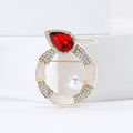 Abstract Snake Circle Rhinestone Brooch Pearl Teardrop Stone view 4