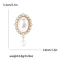Oval Pearl Drop Brooch with Polished Metal and Decorative Accents view 6