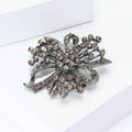 Gunmetal Rhinestone Floral Knot Brooch with Layered Loops view 2