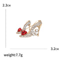 Crystal High Heel Red Heart Brooch Rose Gold Tone Style view 5