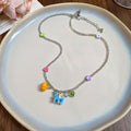 Colorful Elephant Pumpkin Charm Necklace Mismatch Hoops view 7