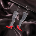 Silver Tone Acrylic Ghoul Heart Flamingo Boot and Bee Hook Earrings view 4