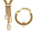 Multi Strand Mesh Necklace Bracelet Rhinestone Circle Tassels view 5