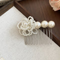 Pearl Flower Hair Comb Blue Rose White Bead Styles view 7