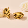 Sculpted Drop and Layered Fan Earrings in Five Finishes view 4