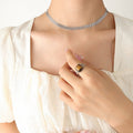 Leaf Link Choker Necklace Gold Steel Rose Tone Textured Leaves view 7