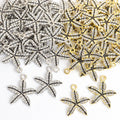 Textured Starfish Alloy Charm Pendants in Gold and Silver Tones view 2