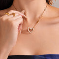 Crystal Heart and Mixed Charm Necklace Collection in Two Metal Tones view 2