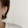 Silver Square Geometric Smooth Huggie Hoop Earrings Pair view 2