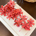 Red Fabric Flower Cascade Earrings In Clip And Stud Styles view 3