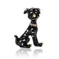 Enamel Sitting Dog Brooch with Polished Metal and Decorative Accents view 5
