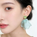 Pale Green Heart Top And Mint Mesh Petal Drop Earrings view 2