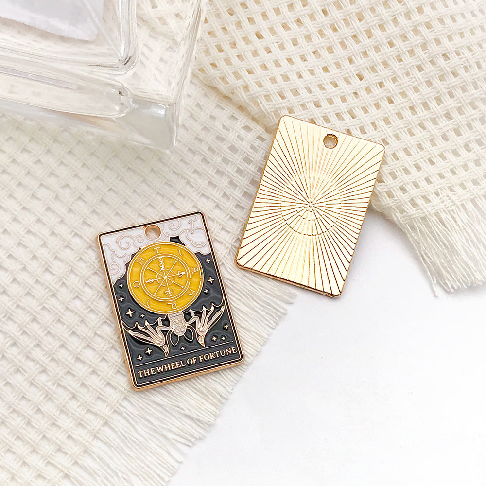 Black Zinc Alloy Sun Tarot Card Charm Pendant for Halloween Necklace Keychain DIY