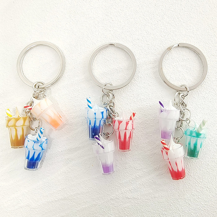 Resin Ice Cream Cup Keychain Triple Charm Random Colors