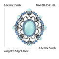 Baroque Oval Cabochon Brooch in Green or Pale Blue Crystal view 7