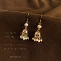Gold-Tone Pearl Cage Bell Cluster Drop Hook Earrings view 1