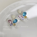 Colorful Crystal Butterfly Drop Earrings White Stud Tops view 3