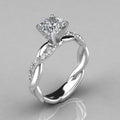Round Solitaire Twisted Vine Ring In Silver And Rose Tones view 3