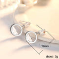 Geometric Circle Drop Stud Earrings Clear Baguette White Gold view 5
