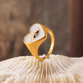 Heart Evil Eye Signet Ring Enamel Titanium Steel Gold Steel view 2