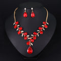Purple Black Red Crystal Floral Vine Crystal Three Designs Metal Necklace and Earring Set view 1