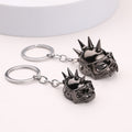 Spiked Skull Helmet Metal Keychain, Large and Small Sizes view 1