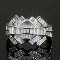Geometric Baguette Zircon Wide Band Ring Gold White Tone view 3