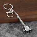 Clear Stone-Studded Electric Guitar Keychain With Split Ring And Lobster Clasp view 11