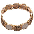 Oval Cross Coin Stretch Bracelet Gold Silver Glitter Medallions view 5
