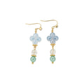 White Flower and Green Bead Hook Earrings Statement Jewelry view 5