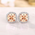 Cushion Halo Stud Earrings In Ten Bright Center Colors view 11