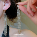 Layered Fine Chain Fringe Hook Earrings In Two Tones view 3