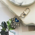 Hamsa Hand Evil Eye Keychain Rhinestone Heart 2 Tones view 4