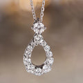 Open Teardrop Pendant Necklace in Silver-Tone Metal Jewelry view 2