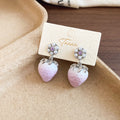 Purple Strawberry Pearl Earrings Necklace Silver Tone view 6
