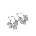 Silver Tone Petal Cluster Hook Earrings With Clear Dangles view 5