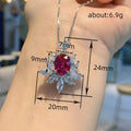 Silver Tone Floral Crystal Pendant Necklace in Two Colors view 5