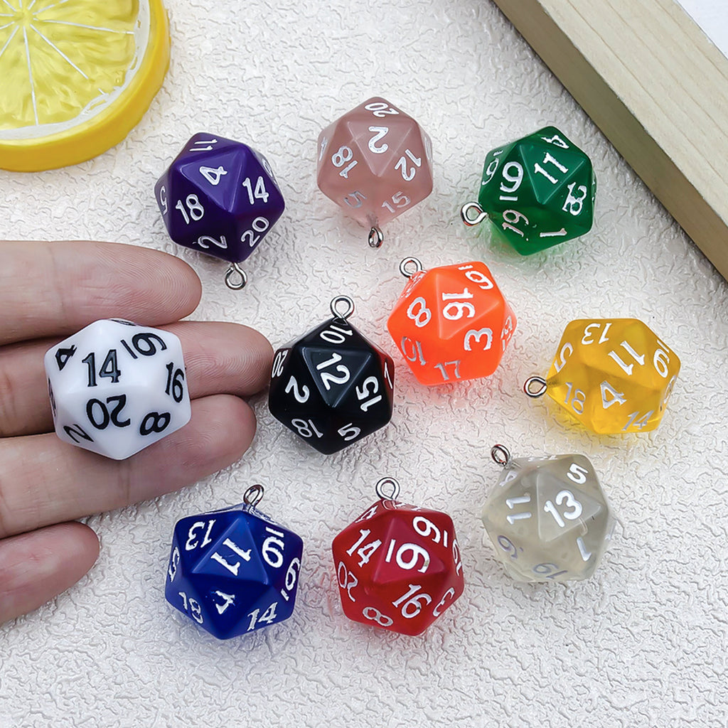 Resin 20 Sided Dice Charm Pendant for DIY Earrings Keychain Bag Jewelry Accessories