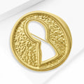 Gold Tone Hammered Round Keyhole Circle Brooch Pin view 3