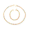 Multicolor Bead Layered Gold Necklace Bracelet Set Titanium Steel view 5