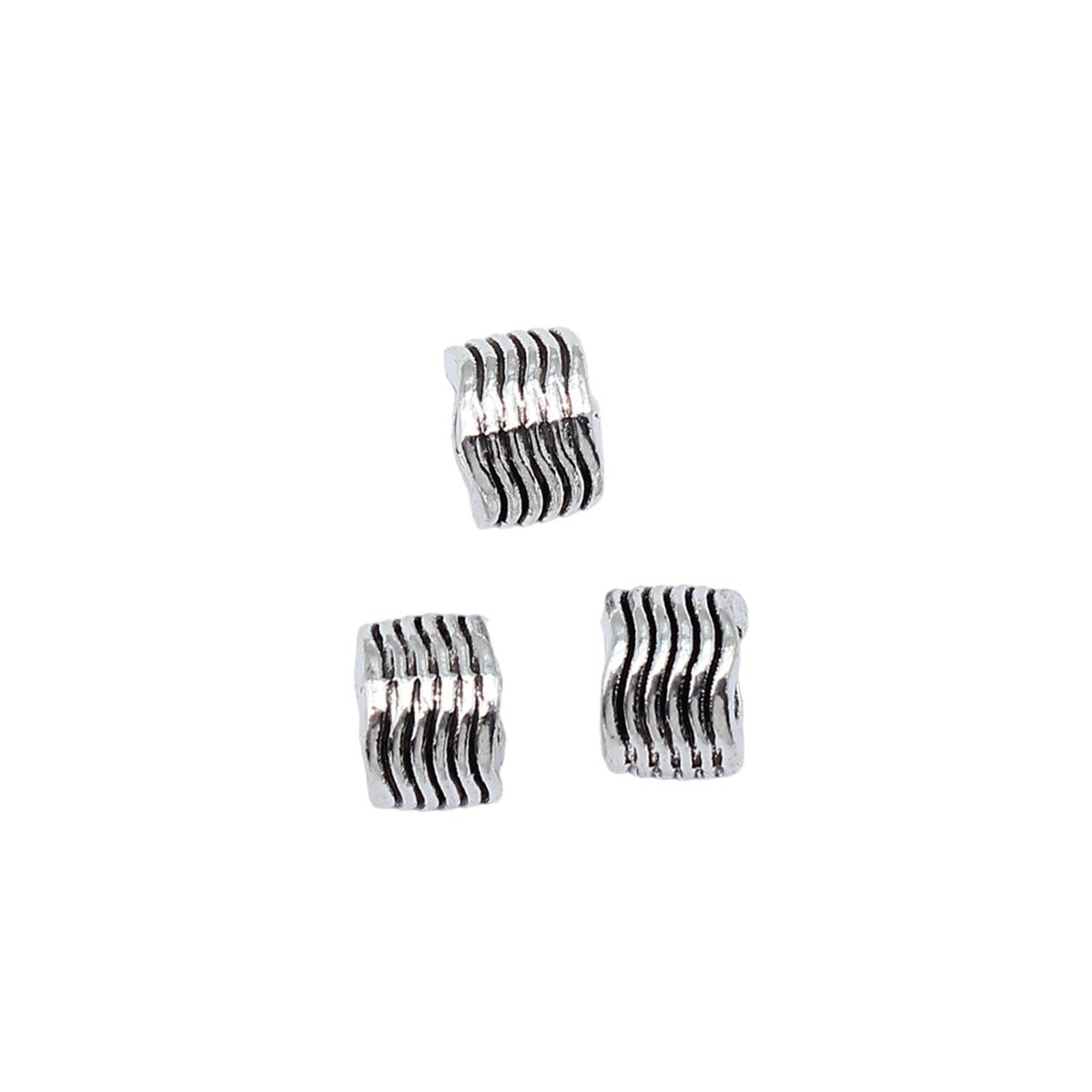 10x7mm 1.7g Antique Silver Zinc Alloy Water Ripple Large Hole Spacer Beads for DIY Bracelet Making