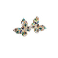 Multicolor Crystal Butterfly Stud Earrings with Polished Metal Accents view 5