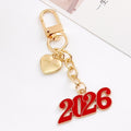 Gold Tone Enamel Number Charm Keychain with Heart Butterfly or Flower Accent view 6